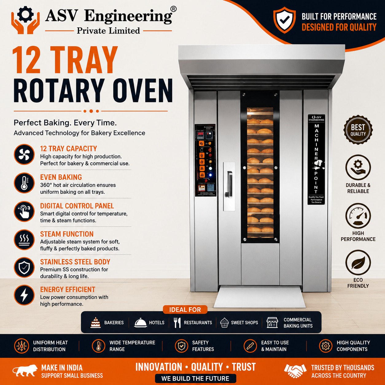 12 Tray Rotary Oven in Banka, Bihar | ASVR Engineering