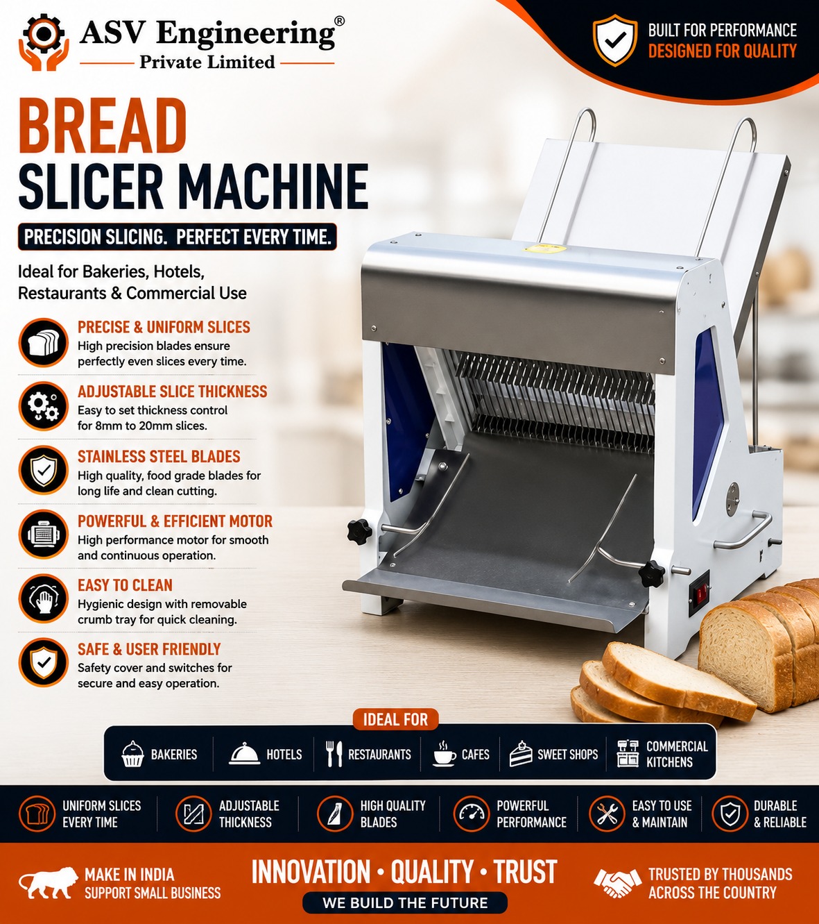 Professional Bread Slicing Machine in Samastipur, Bihar | ASVR Engineering Pvt Ltd