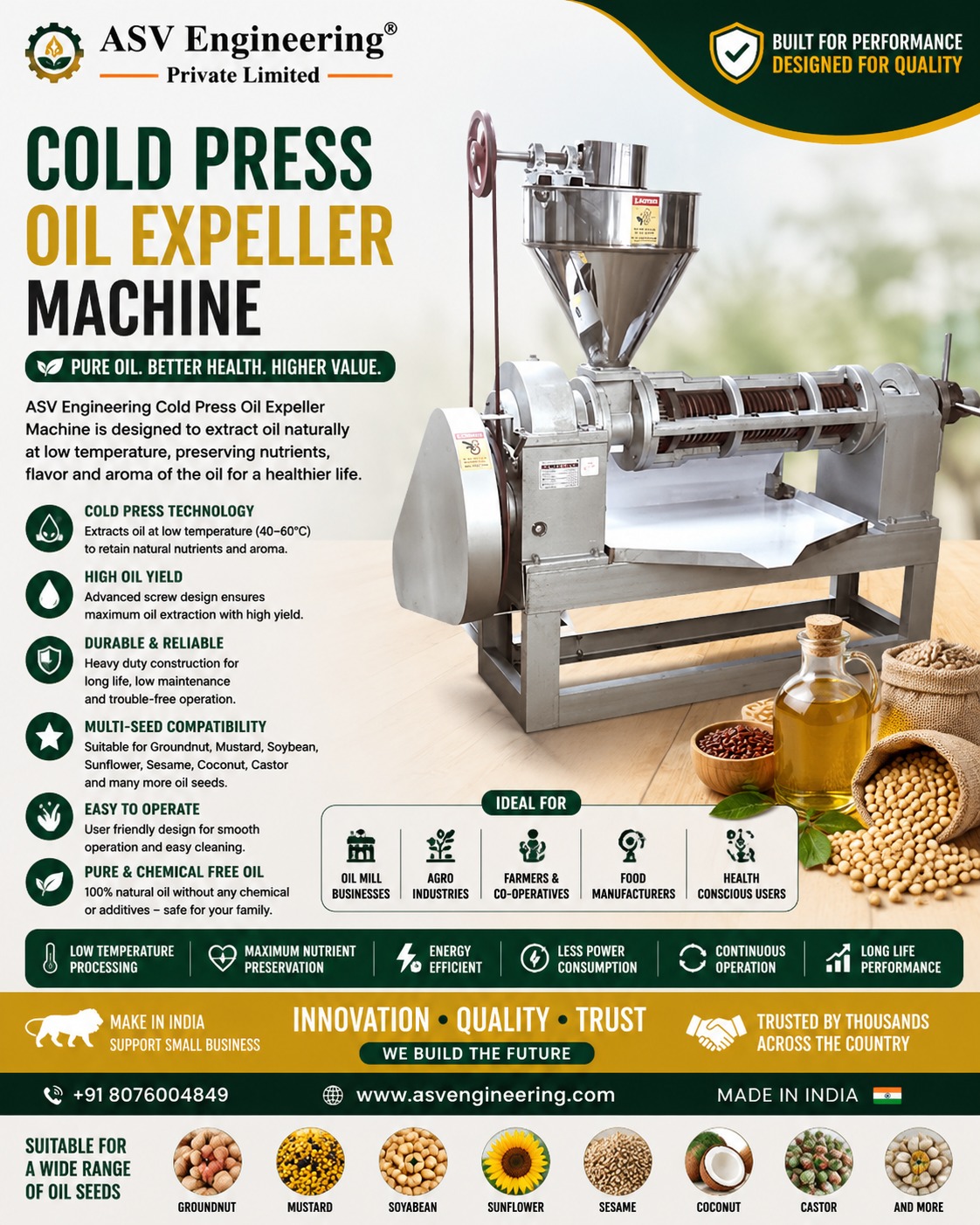 Premium Cold Press Oil Expeller Machine in Udalguri, Assam | ASVR Engineering Pvt Ltd