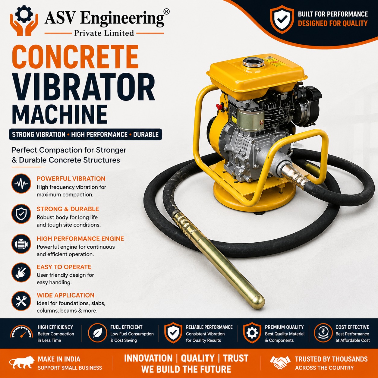 Heavy-Duty Concrete Vibrating Machine System in India for Smooth Operation