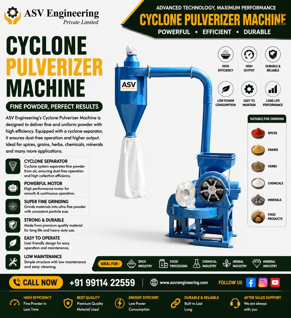 Affordable Cyclone Pulverizer Machine Machine for Heavy Daily Use