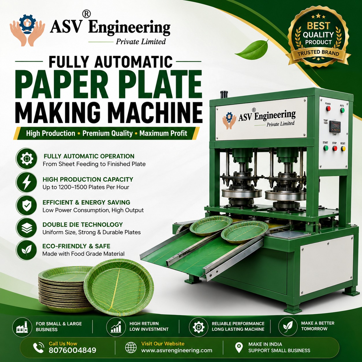 Fully Automatic Paper Plate Making Machine Price in Rupnagar, Punjab | ASVR Engineering
