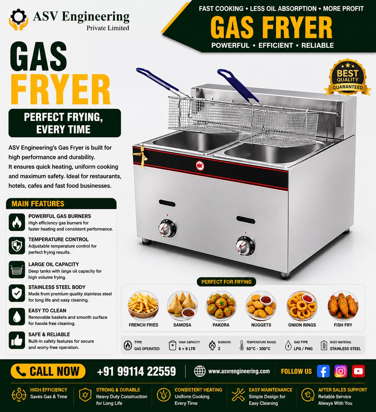 Electric Fryer Unit with After-Sales Support | ASVR Engineering