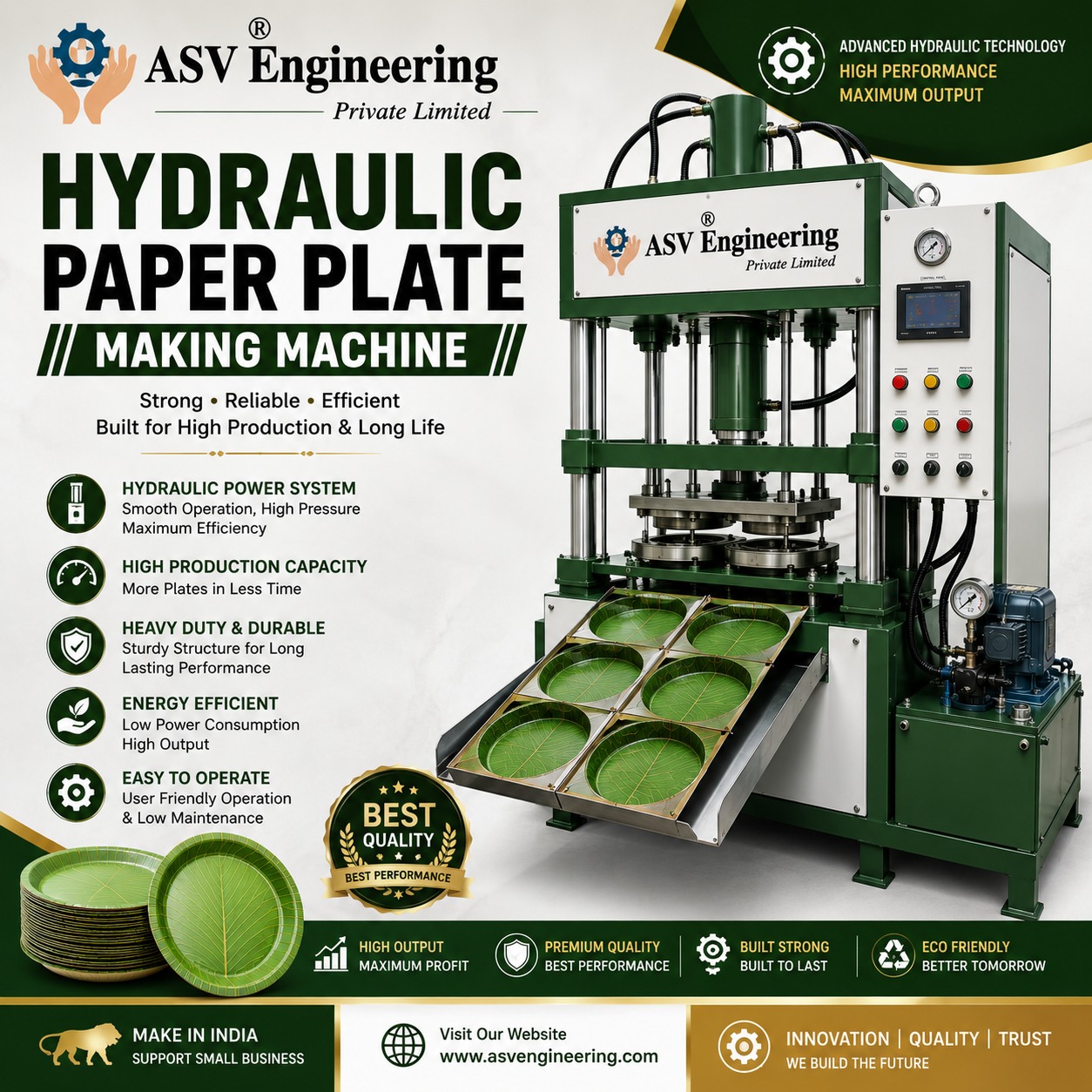 Hydraulic Paper Plate Making Machine Price in Kumki, Arunachal Pradesh, Arunachal Pradesh | ASVR Engineering