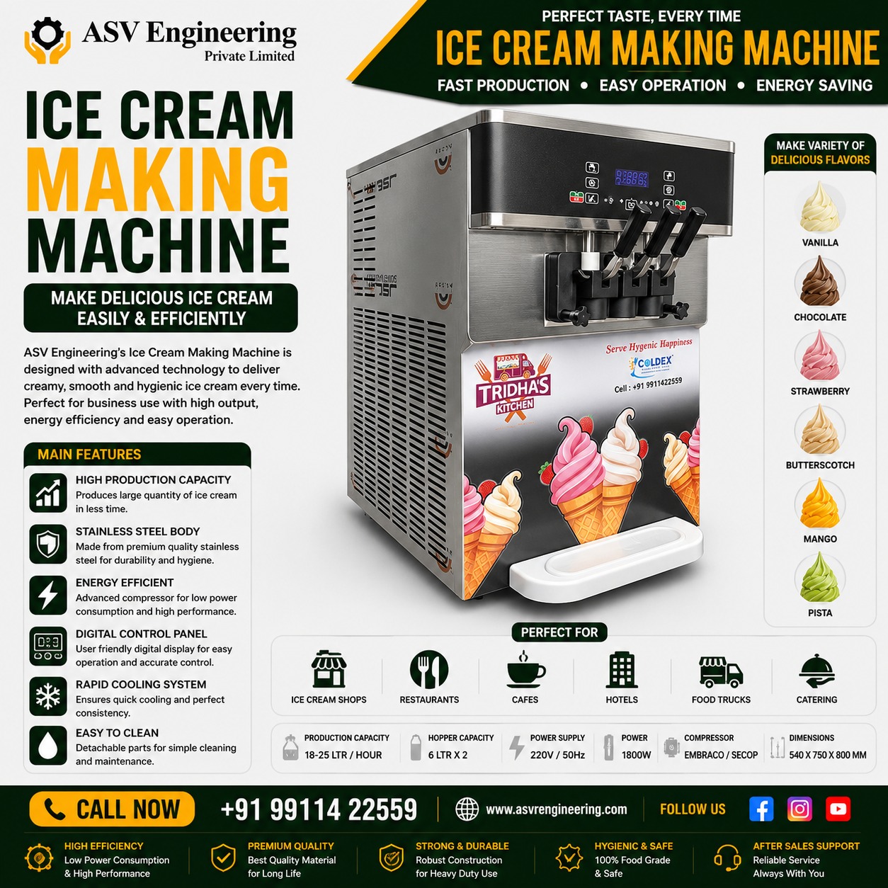 Ice Cream Making Machine Unit with Easy Maintenance | ASVR Engineering