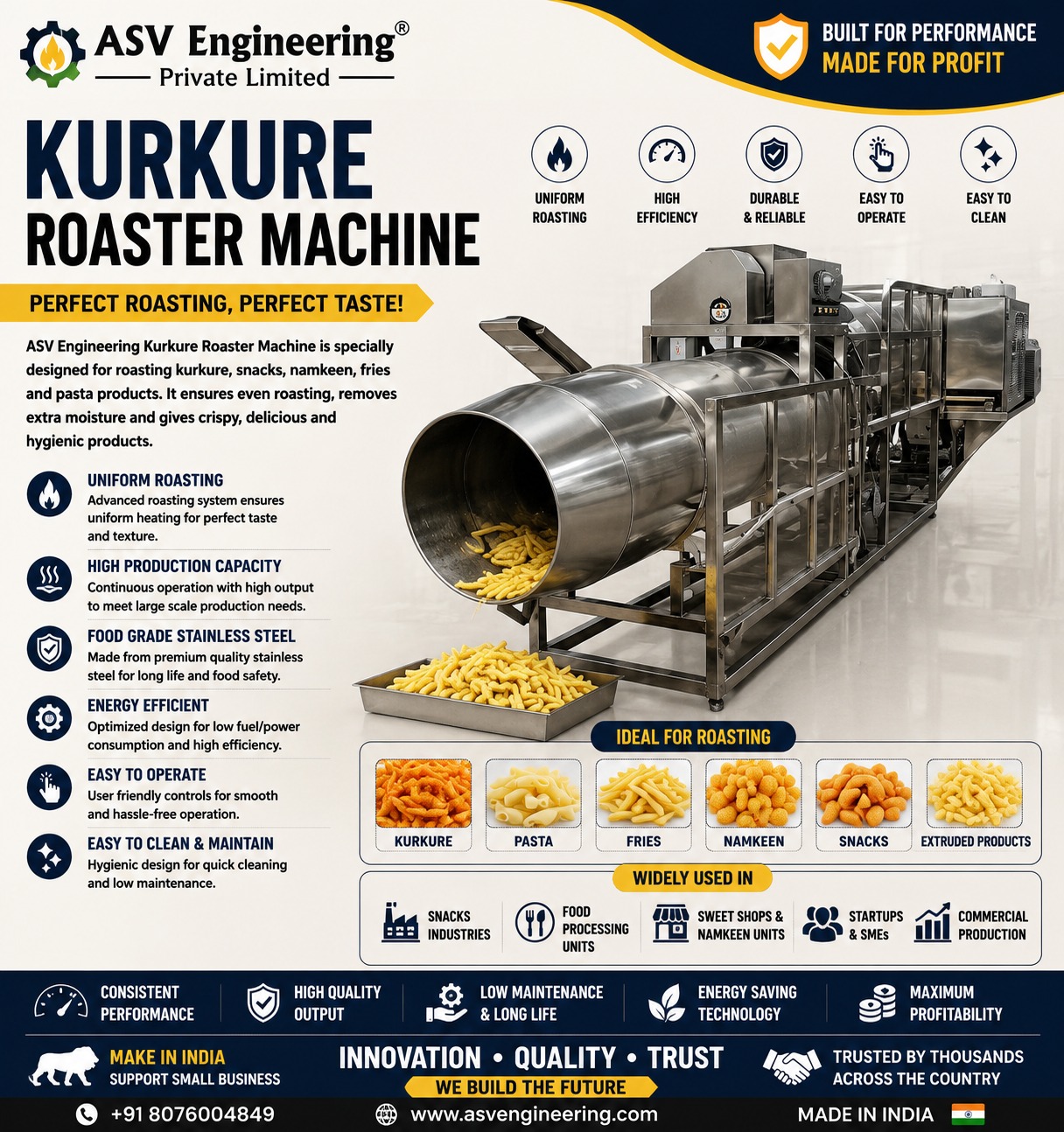 Kurkure Roaster Machine in Diphu | ASVR Engineering Pvt. Ltd.