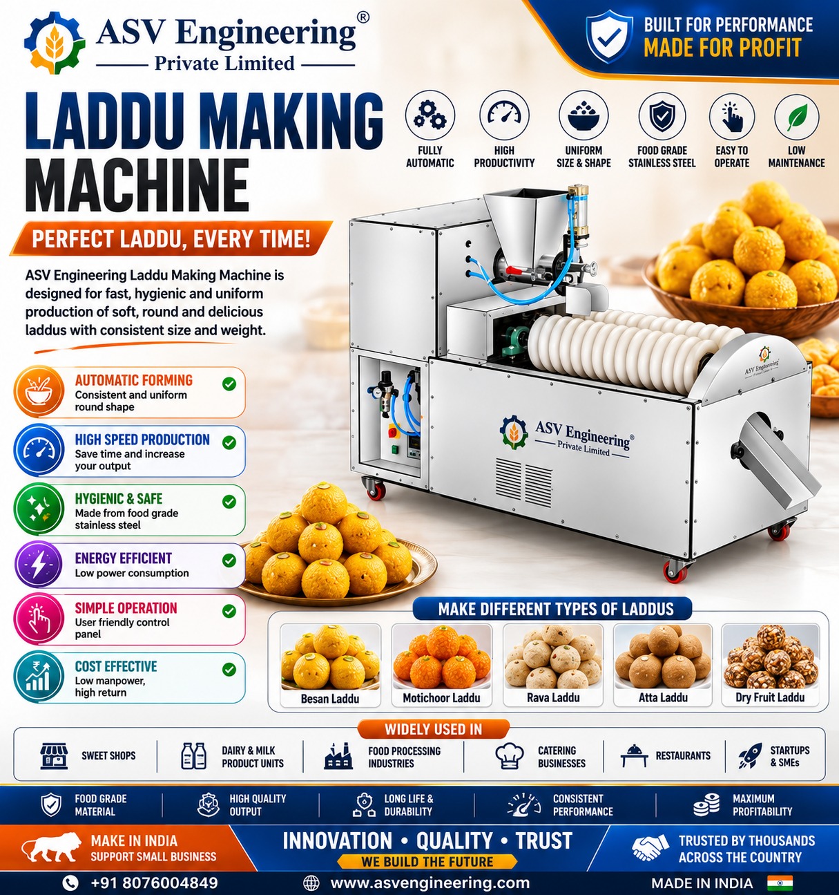 High-Quality Laddu Making Machine in Katihar, Bihar by ASVR Engineering Pvt. Ltd.