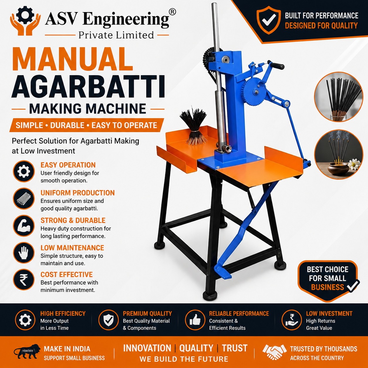 manual agarbatti making machine Equipment for Reliable Output | ASVR Engineering