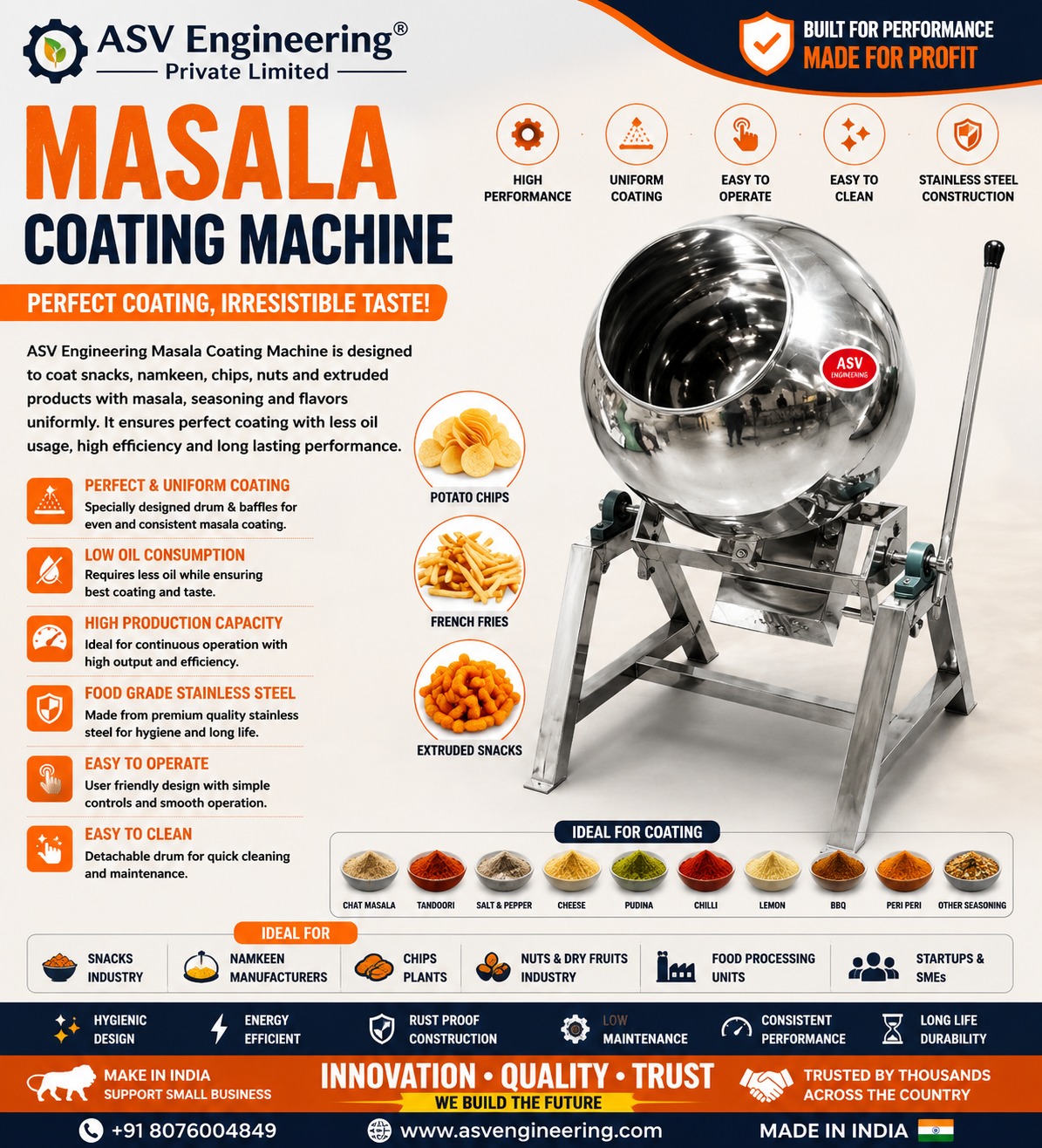 High-Grade masala coating machine Unit with Durable Build
