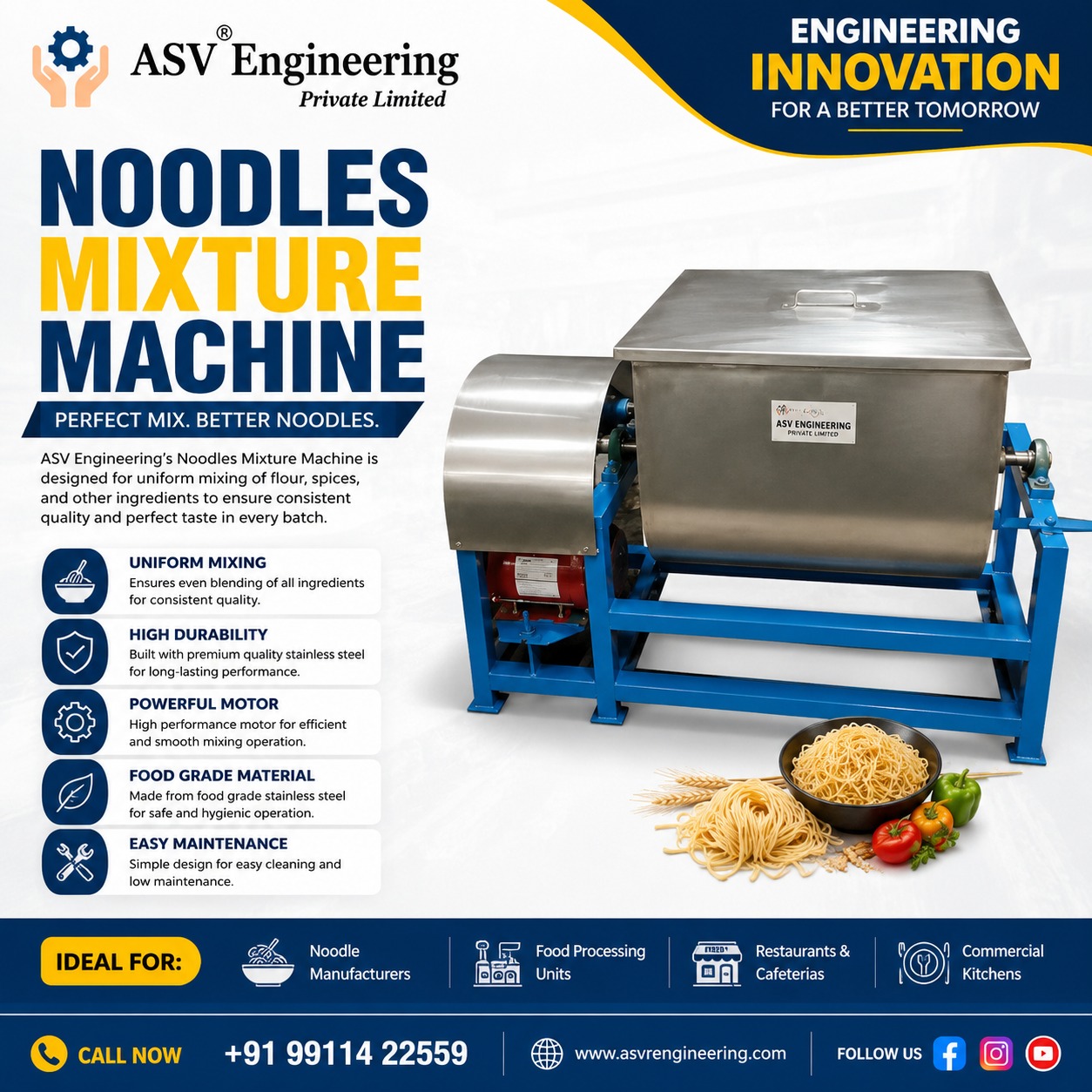 Noodle Mixture Machine Equipment for Bulk Production | ASVR Engineering