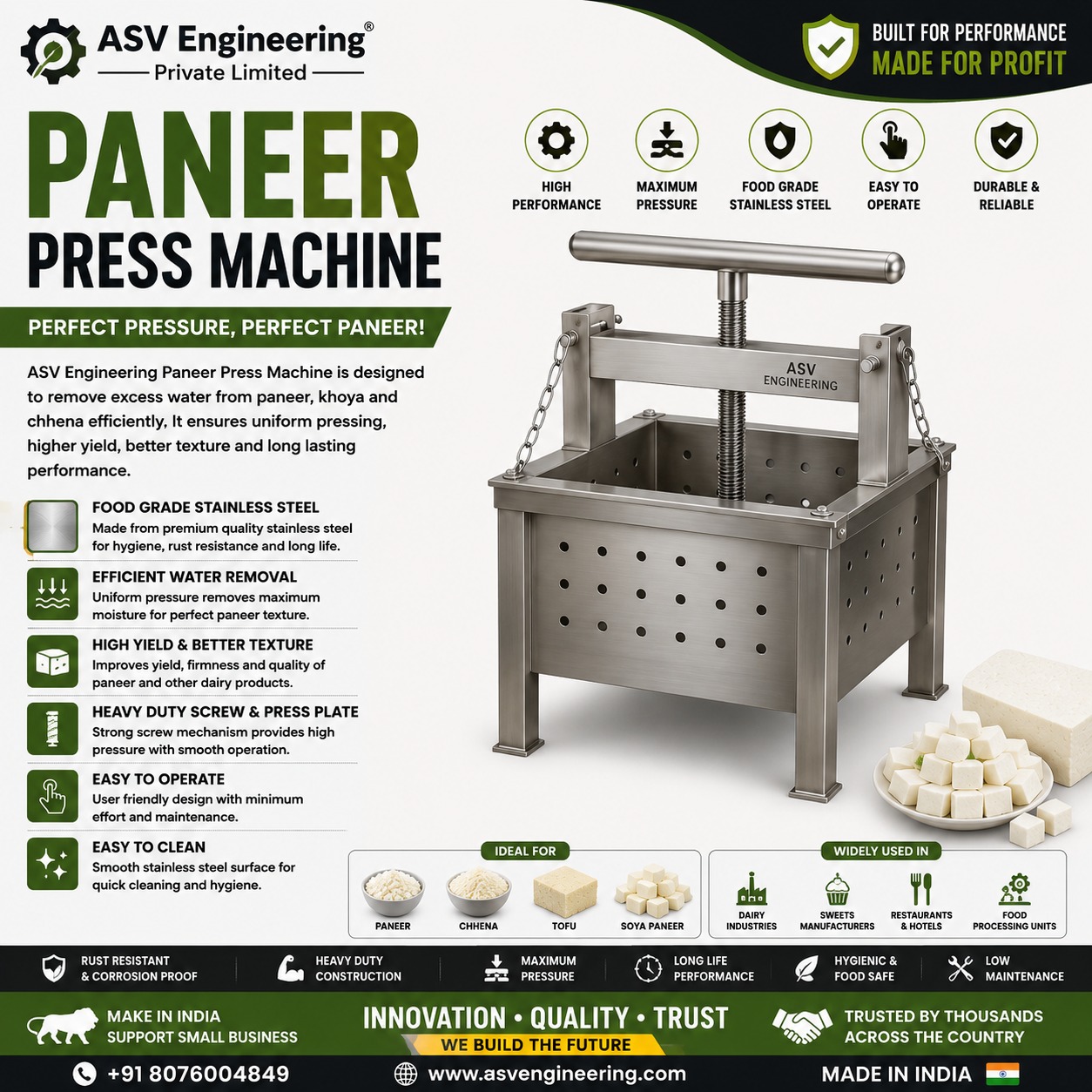 Paneer Press Machine in Katihar, Bihar