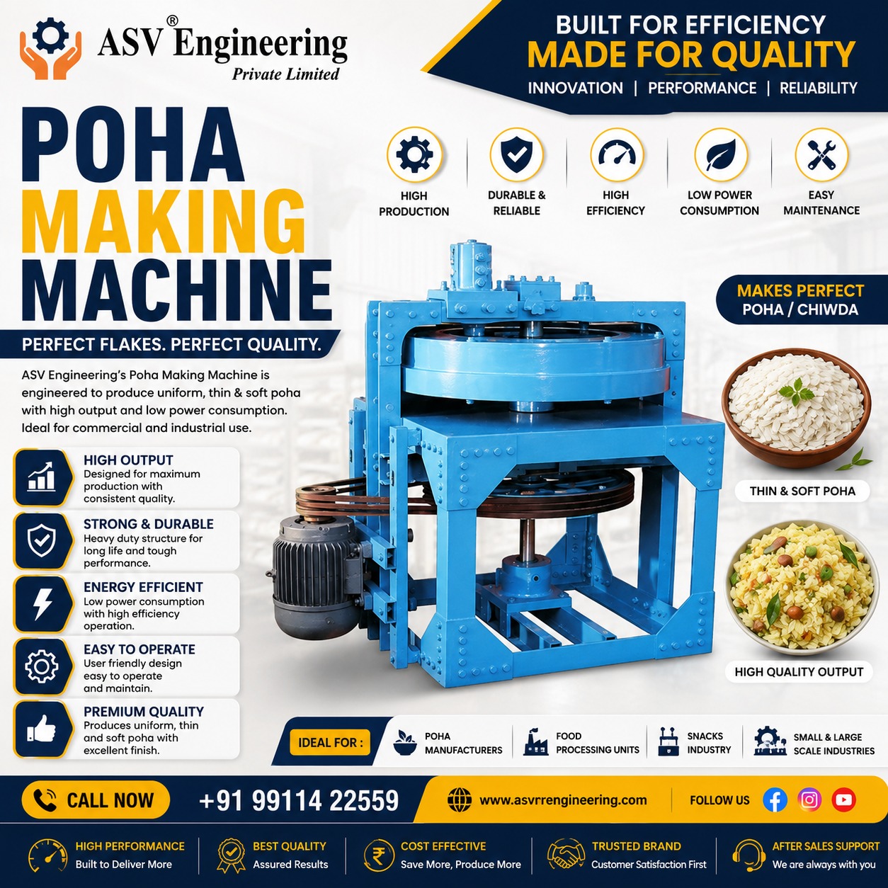 Low-Maintenance Poha Making Machine Unit | ASVR Engineering