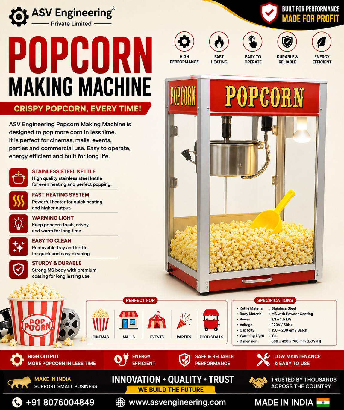 Modern popcorn making machine Machine | ASVR Engineering