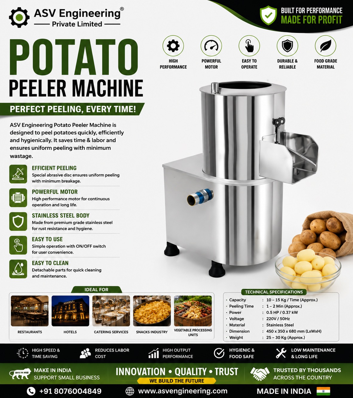 Automatic potato peeler machine Machine | ASVR Engineering