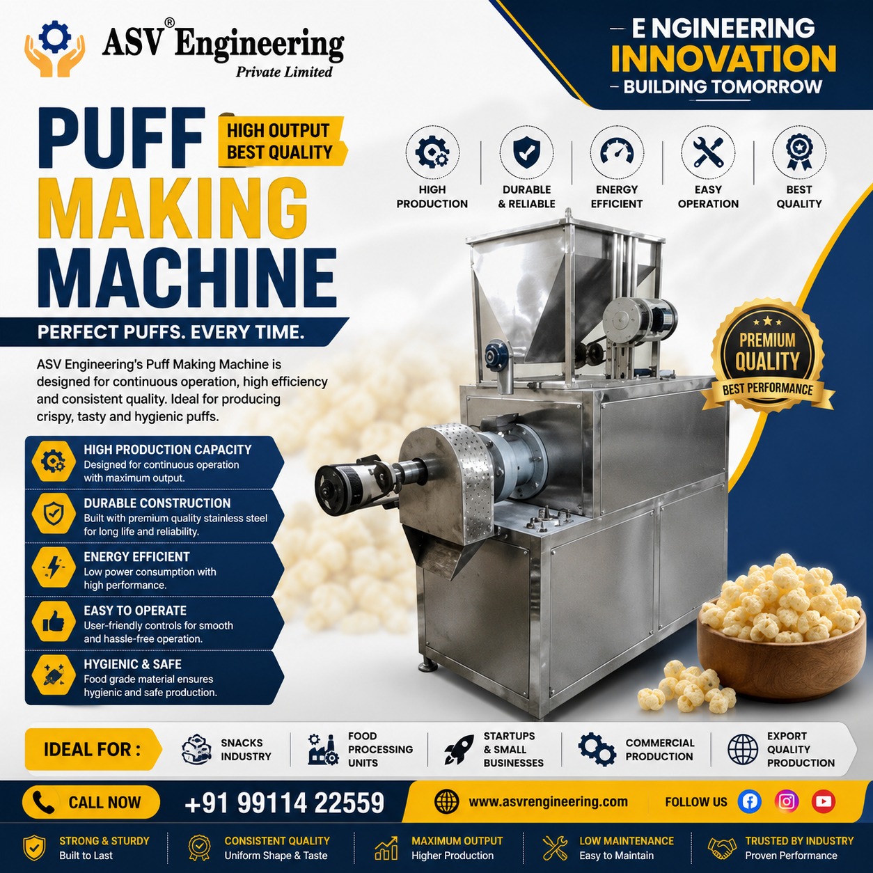 Long-Lasting Puff Making Machine Unit | ASVR Engineering