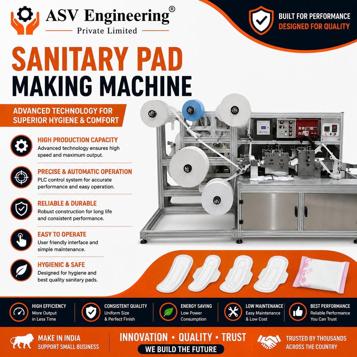Versatile Sanitary Pad Making Machine Unit | ASVR Engineering