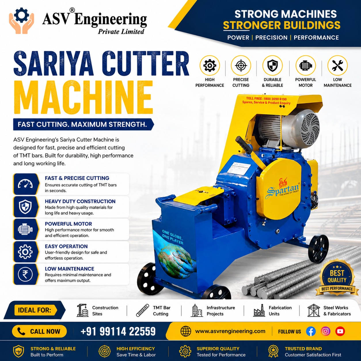 Durable Sariya Cutter Machine System | ASVR Engineering