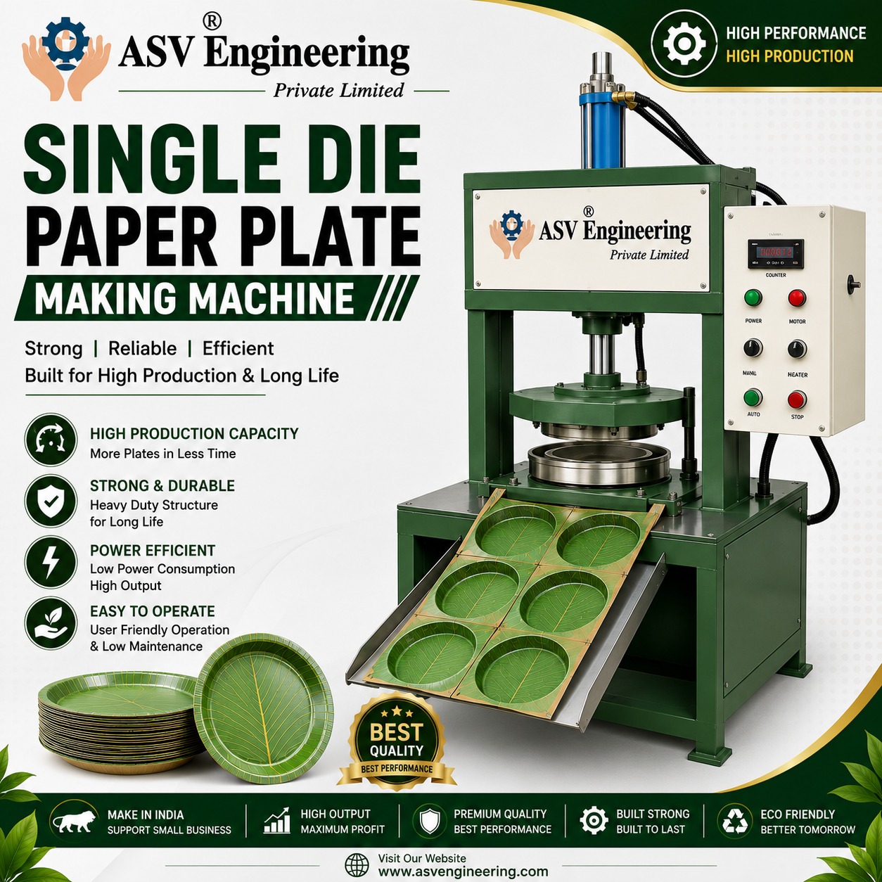 Buy Single Die Paper Plate Making Machine in Bhimavaram Andhra Pradesh - ASVR Engineering