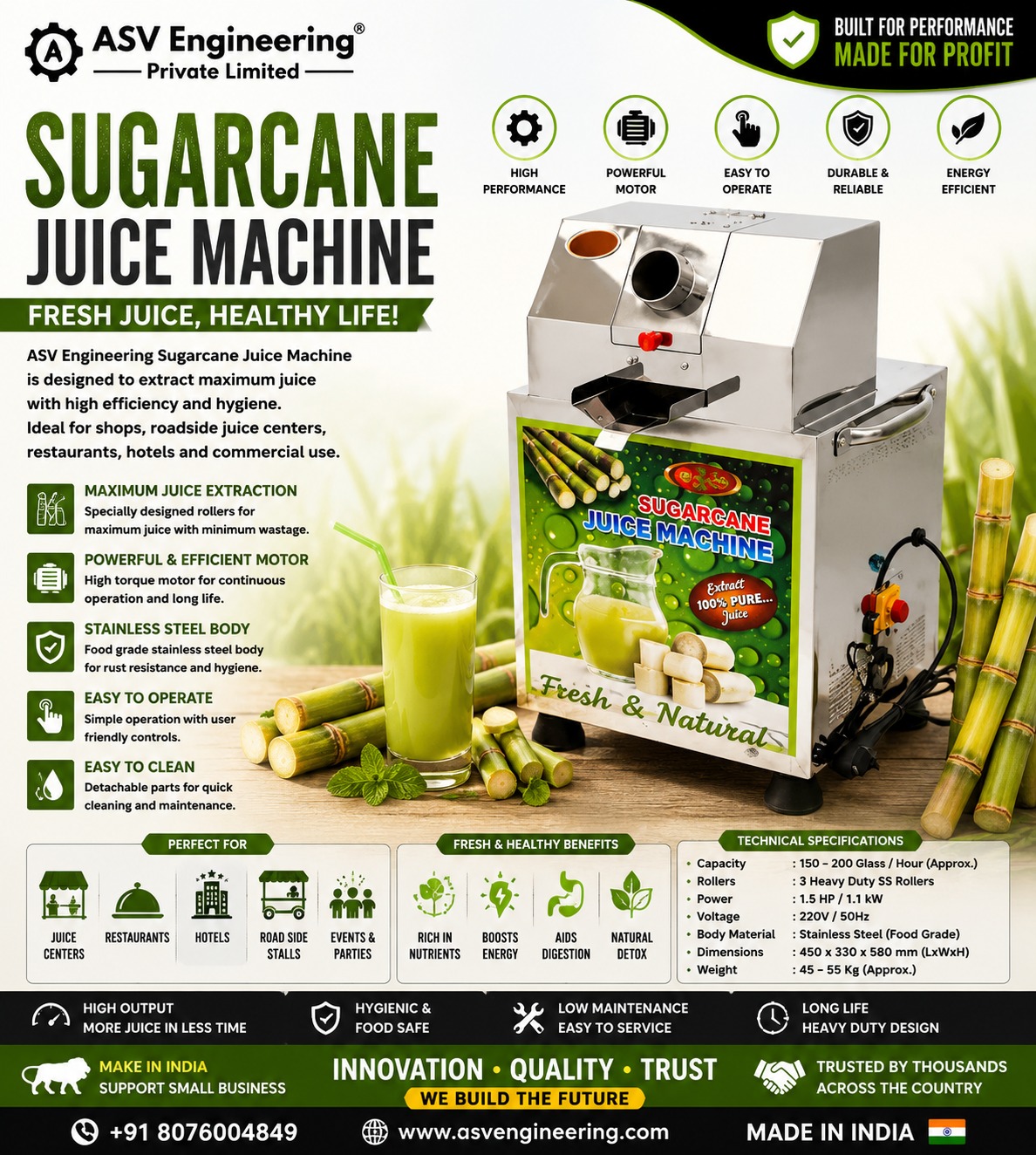 Smart sugarcane juice machine Machine | ASVR Engineering